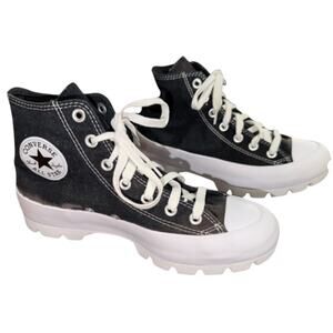 Converse Chuck Taylor Hi Lug Sole Platform Black Canvas Sneakers Women 8